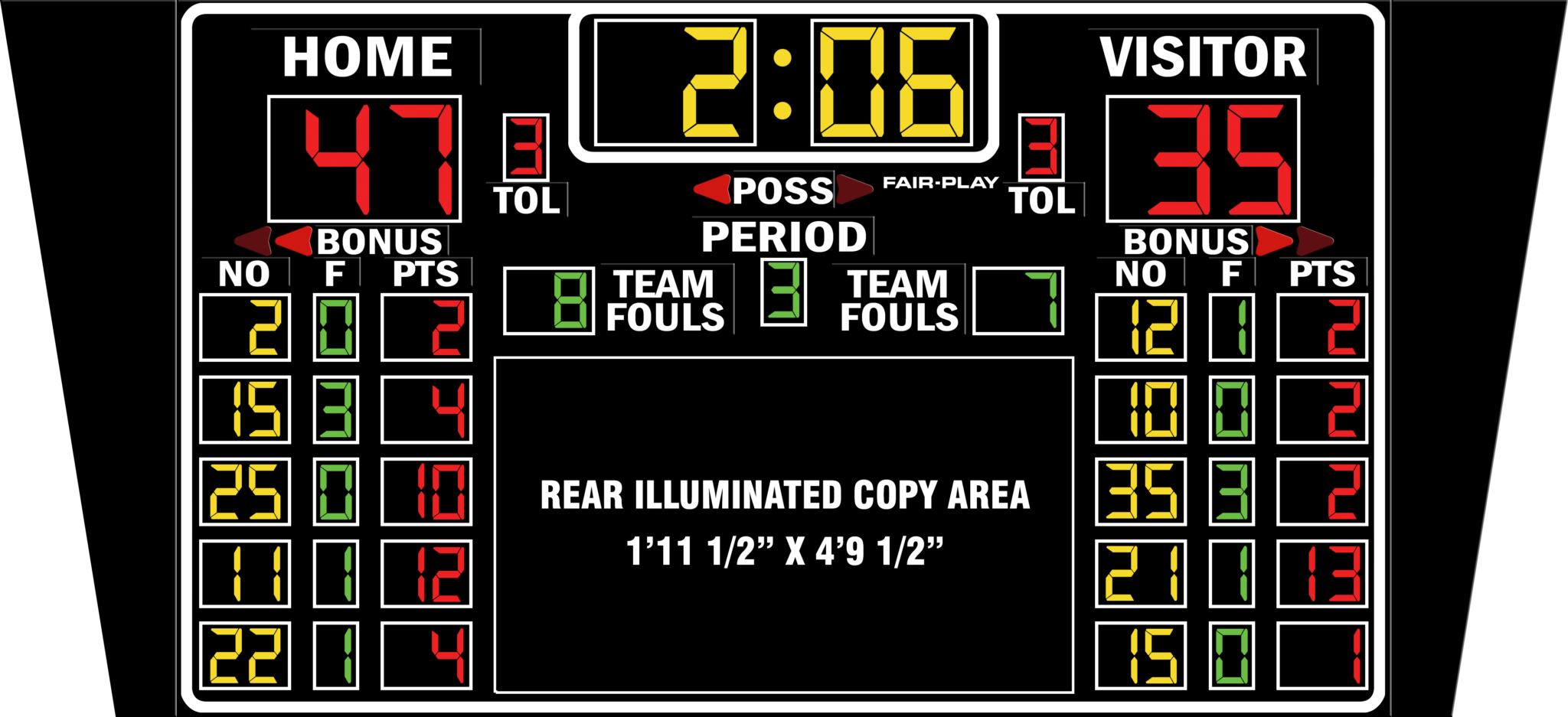 BB-1855B-4 Basketball Scoreboard - Fair-Play Scoreboards