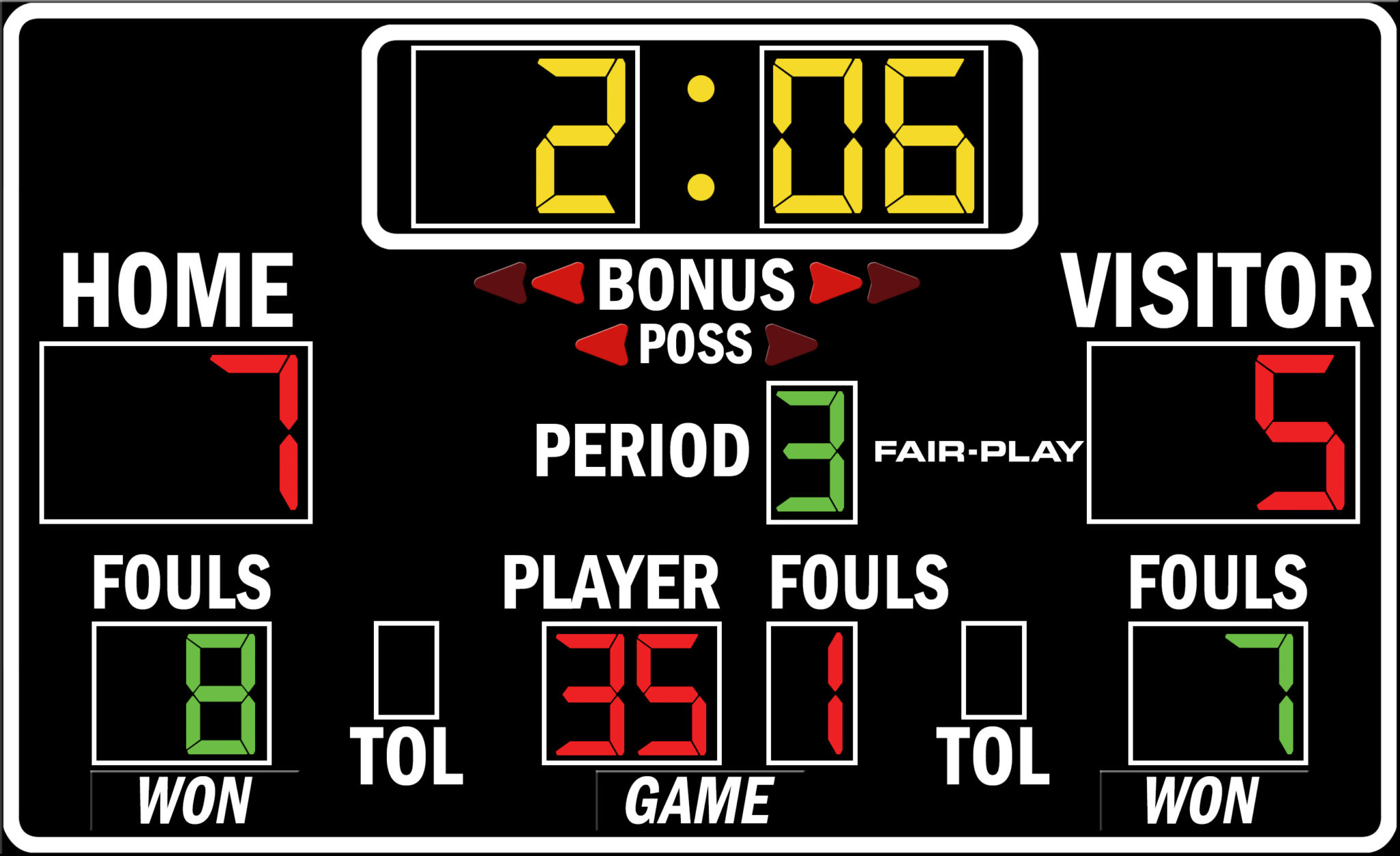 BB-3660-4 Basketball Scoreboard - Fair-Play Scoreboards